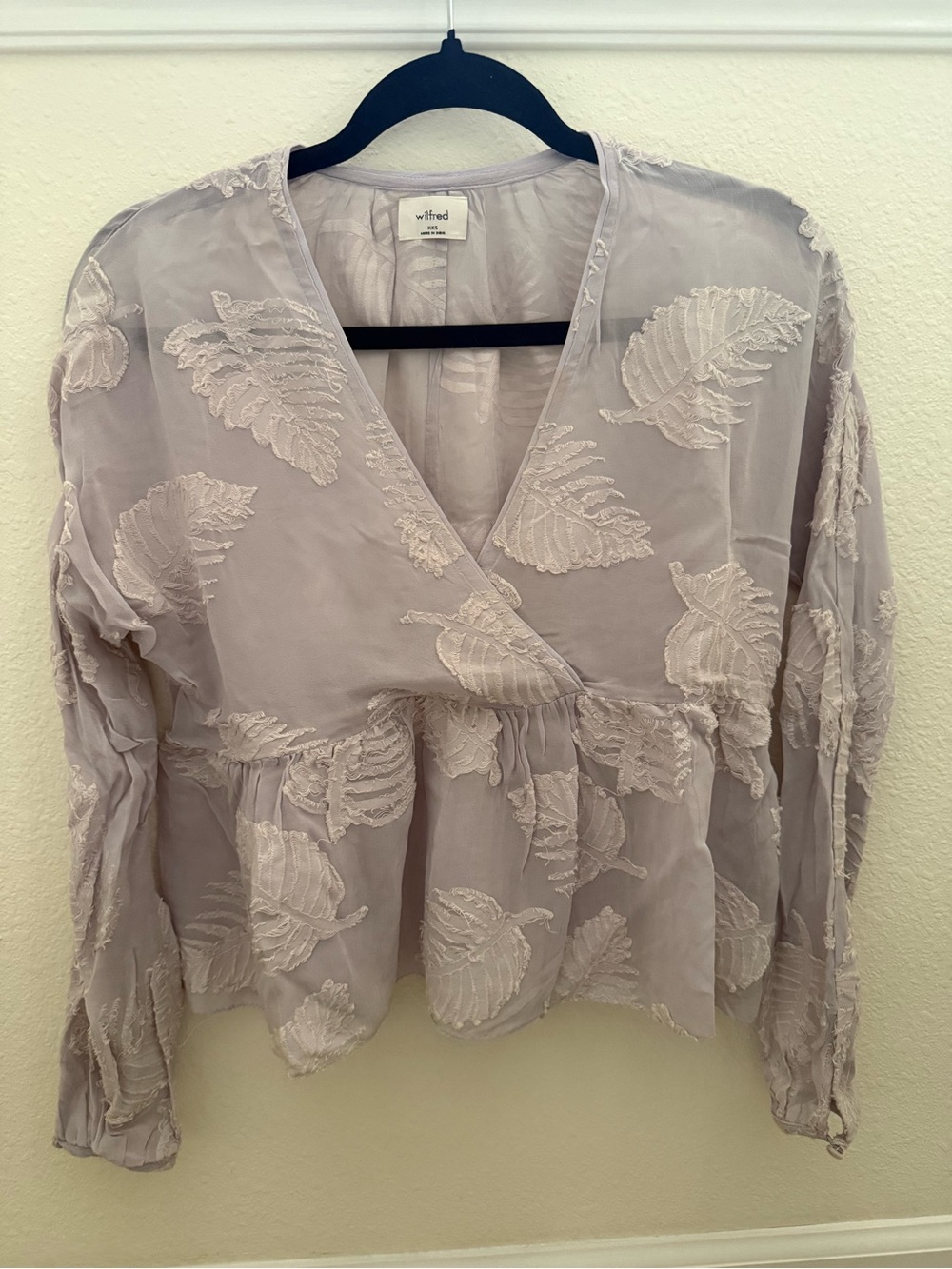 Aritzia Wilfred Augustine Peplum Blouse, Lavender, XXS